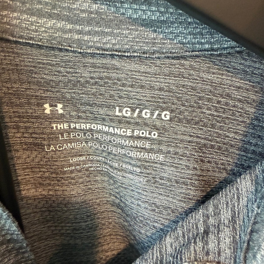 Under Armour Mens Performance Polo Shirt Gray Space Dye Short Sleeve LG Loose - Picture 3 of 7